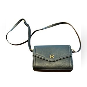 Michael Kors Freya Crossbody Purse Bag Black Pebbled Leather Great Condition